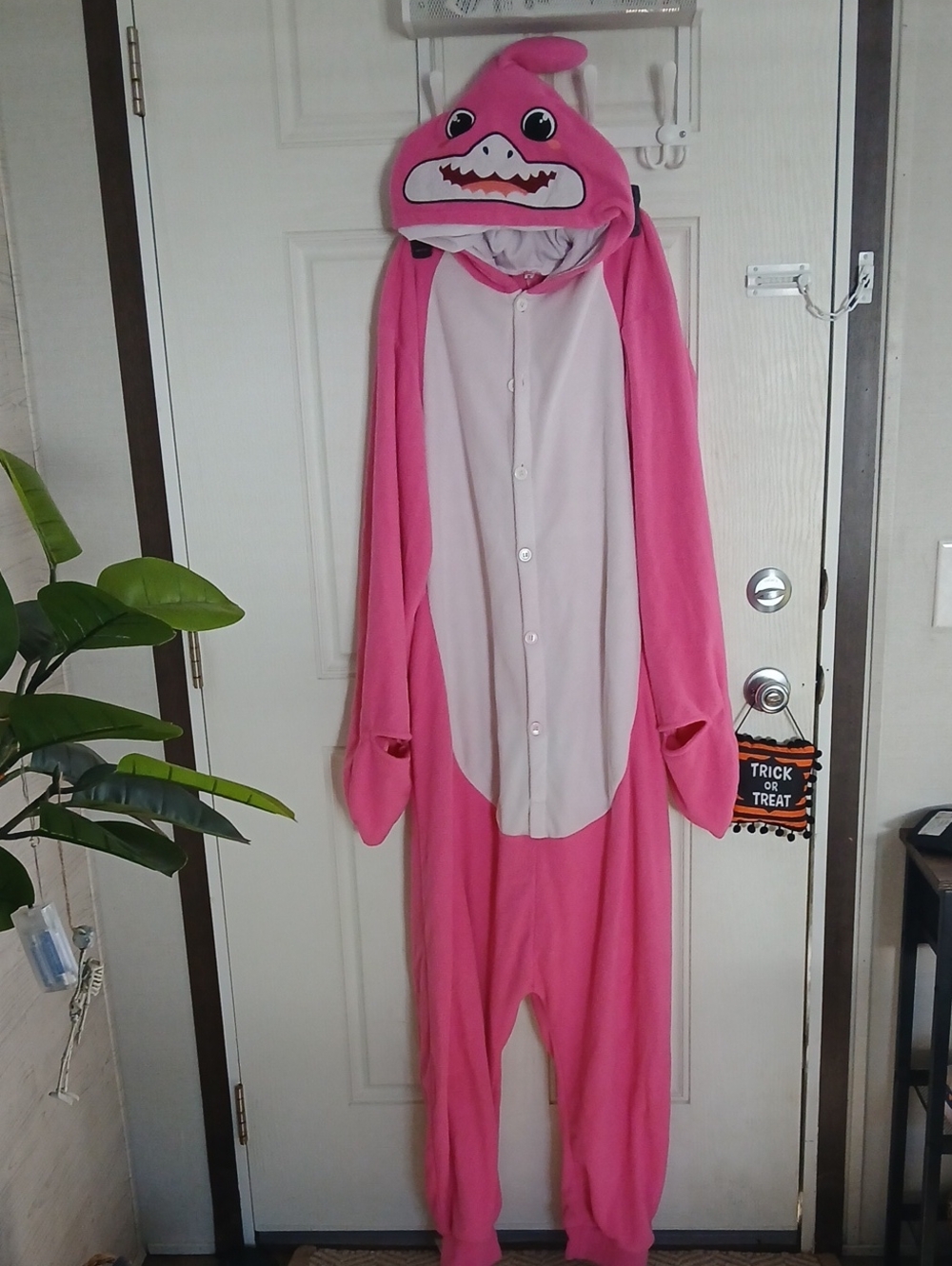 Pink Mommy Shark Onesie Costume - Hooded Animal Pajamas
